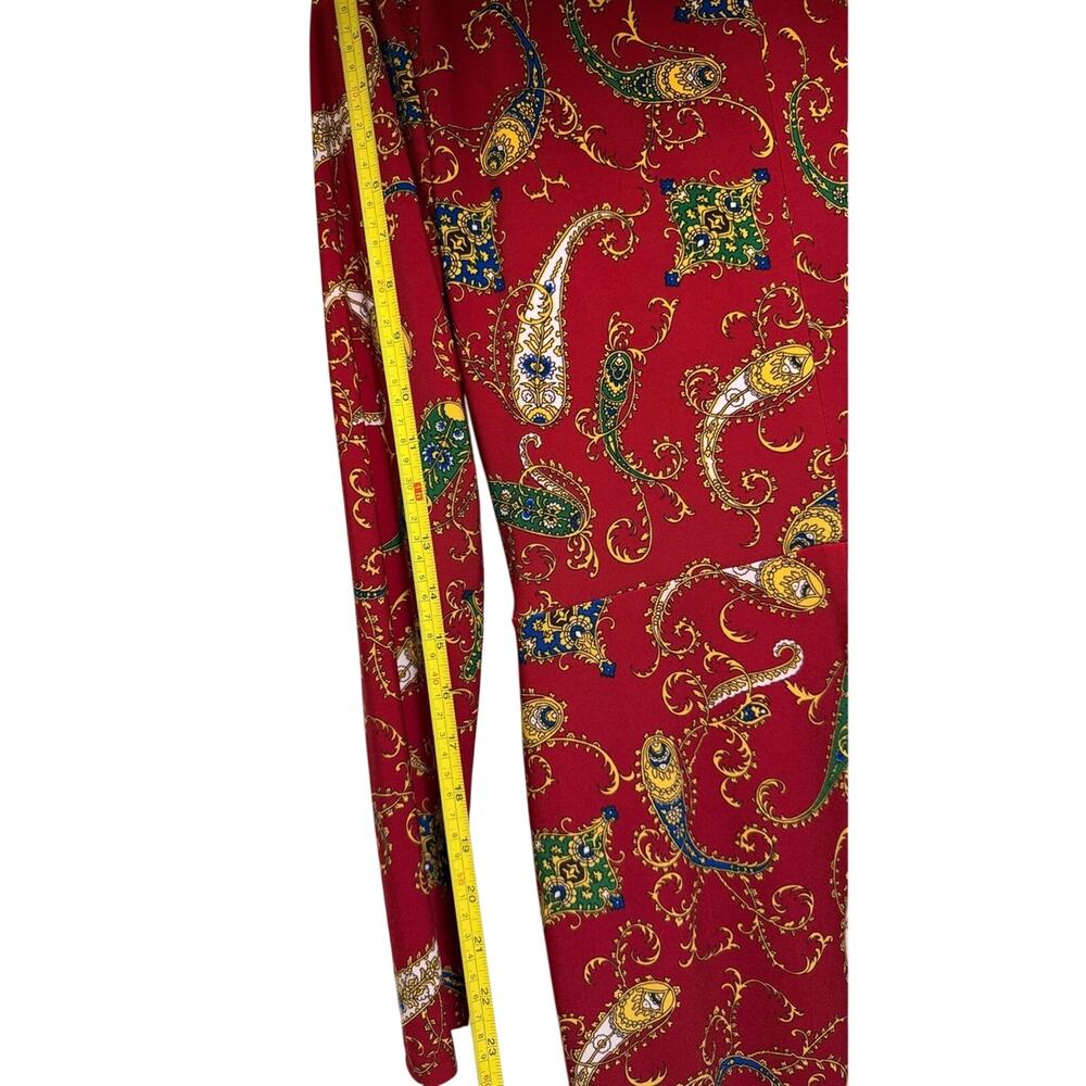 Lauren Ralph Lauren Red Paisley Faux Wrap Jersey Dress Size 10P - Picture 13 of 14